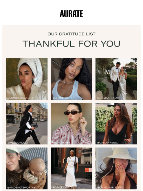 auratenewyork newsletter: GRATEFUL FOR YOU