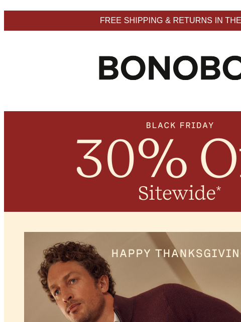 bonobos newsletter: 30% Off New Sweaters & Pants