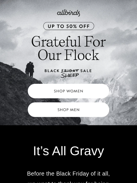 allbirds newsletter: It’s Giving Thanks 🦃