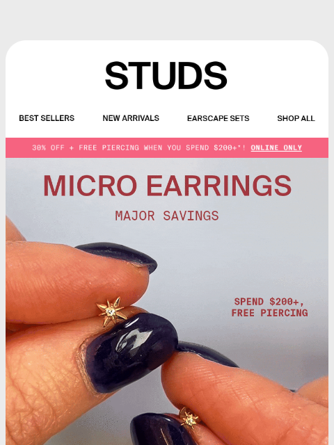 studs newsletter: Micro earrings ✅ Major savings ✅