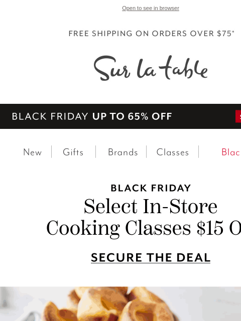 surlatable newsletter: Black Friday: Save Big on Cooking Classes