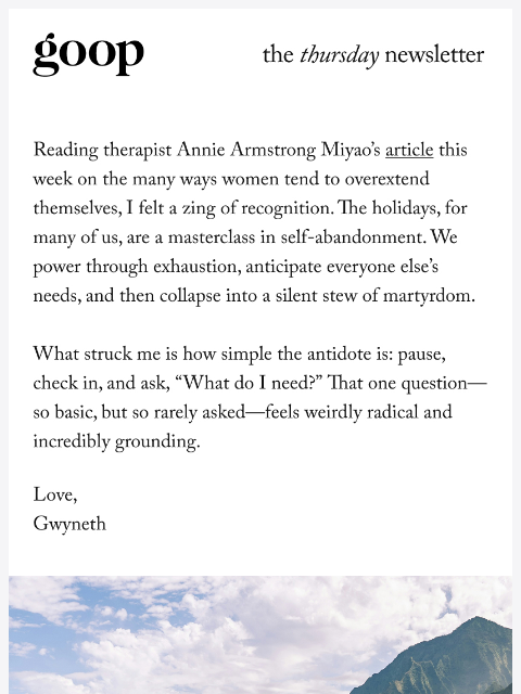 goop newsletter: the Thursday newsletter