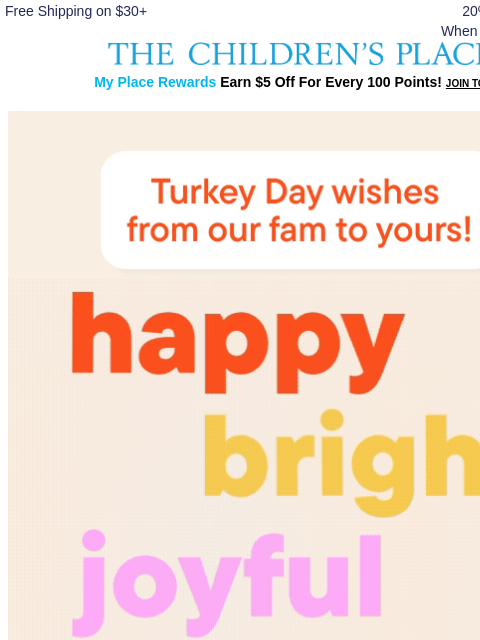 childrensplace newsletter: Happy Thanksgiving!🦃❤️