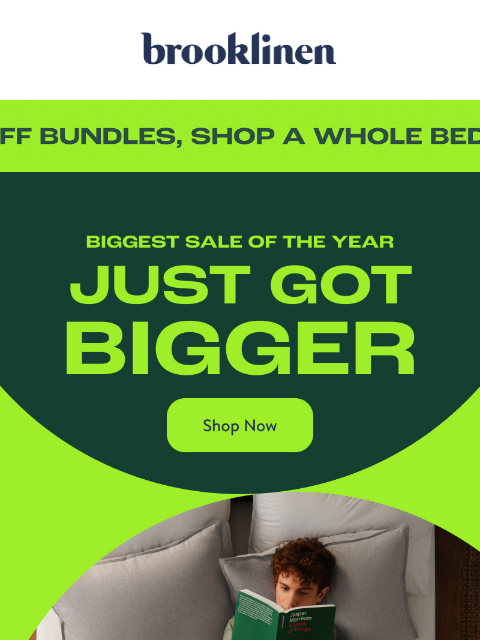 brooklinen newsletter: When the BIGGEST sale GETS BIGGER