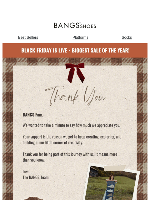 bangsshoes newsletter: Thankful for YOU 💖