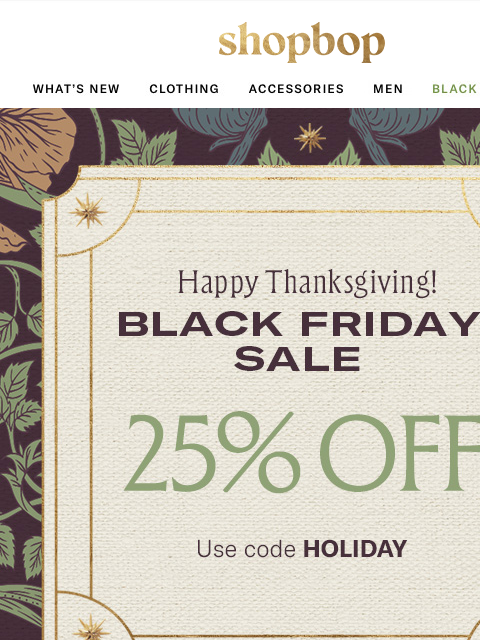 shopbop-mail newsletter: Turkey, pie... and 25% off