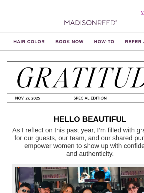madison-reed newsletter: A Note of Gratitude from Our Founder 💜