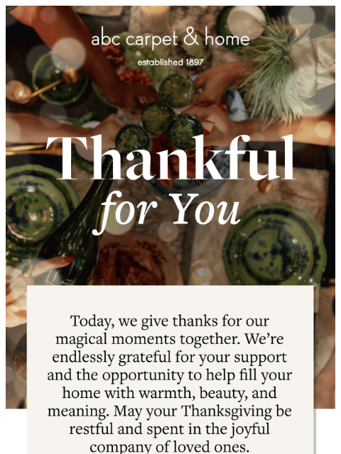 abchome newsletter: We're Thankful for You!