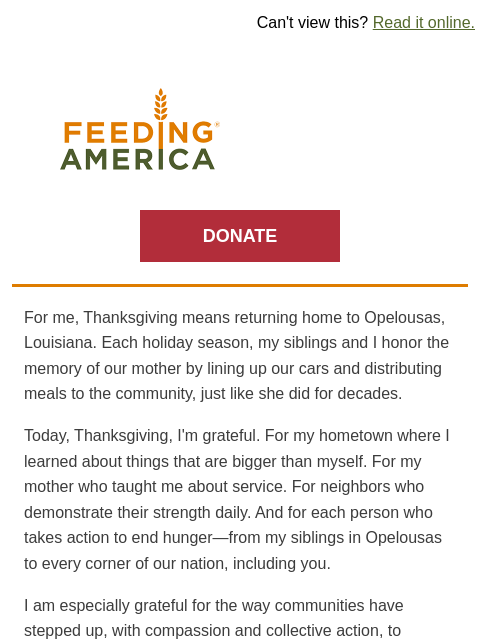 feedingamerica newsletter: Happy Thanksgiving
