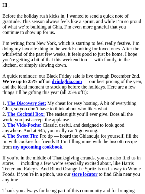 drinkghia newsletter: Thank you + our best sale of the year!