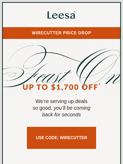 leesasleep newsletter: Hungry for deals? We’ve got you.