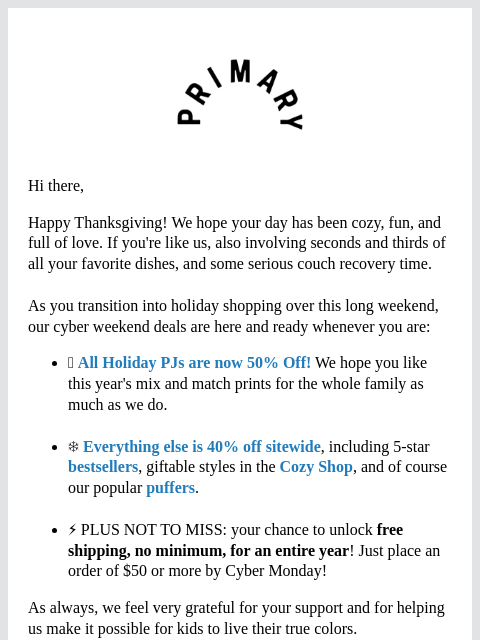 primary newsletter: 🧡 Happy Thanksgiving and Early Access to Black Fr...