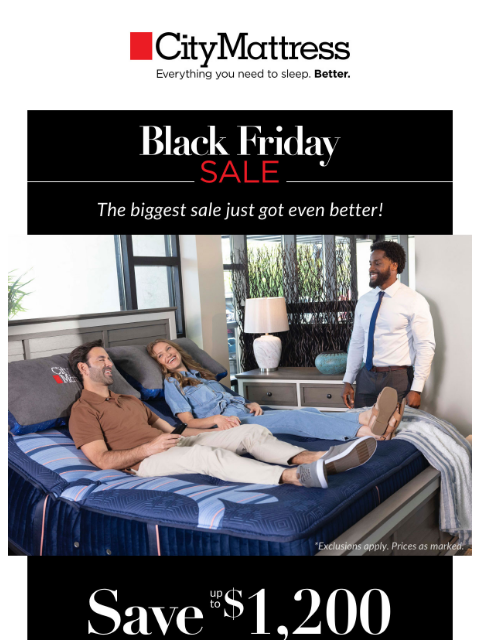 citymattress newsletter: Black Friday is here—our hottest savings of the ye...