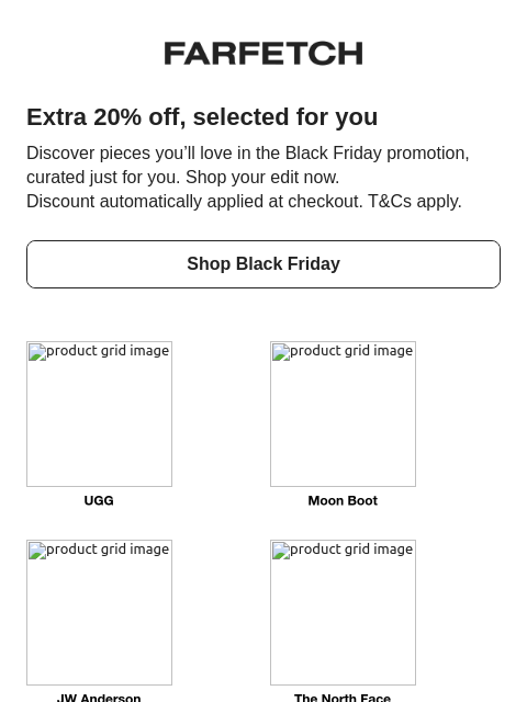farfetch newsletter: Extra 20% off sale for Black Friday