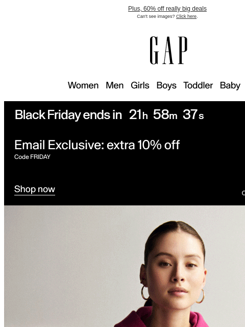 gap newsletter: Good *Black Friday* morning >> 50% off sitewide