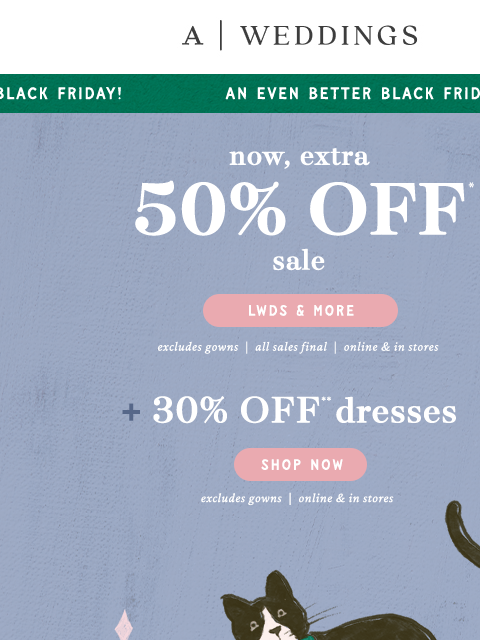 anthropologie newsletter: SURPRISE! EXTRA 50% OFF SALE is live
