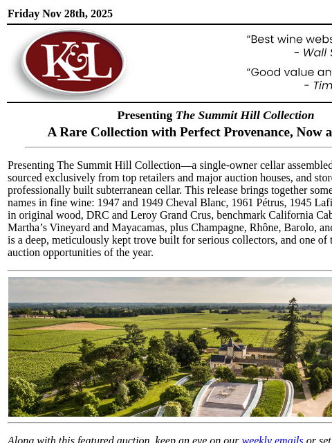 klwines newsletter: Rare Legends at Auction: Iconic Wines from the 194...