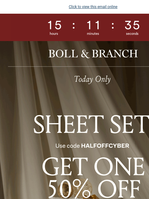 bollandbranch newsletter: Buy one, get one 50% OFF sheets