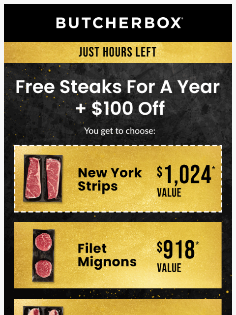 butcherbox newsletter: $100 off is ALMOST GONE (you heard us right!)