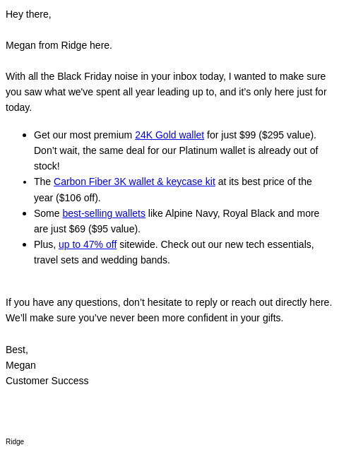 ridge newsletter: Final hours for Black Friday