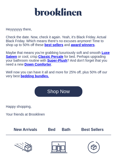 brooklinen newsletter: Happy ACTUAL Black Friday Sale Day