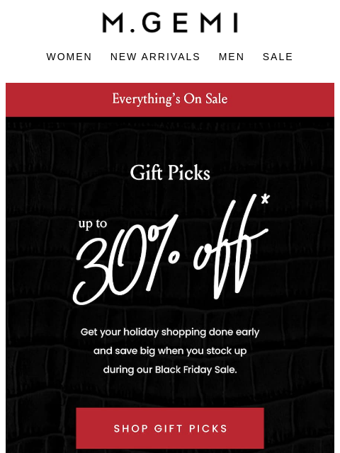 mgemi newsletter: 🎁 Gift Picks Up To 30% Off