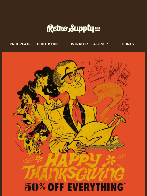 retrosupply newsletter: For Our Retro Art Family: 50% Off Today