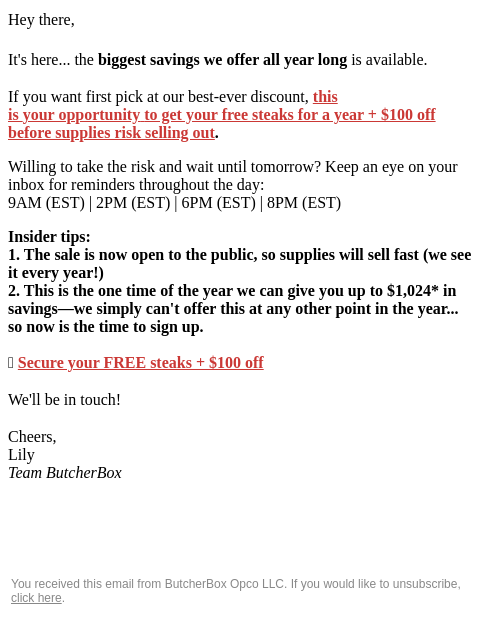 butcherbox newsletter: Blink and you'll miss it 👀