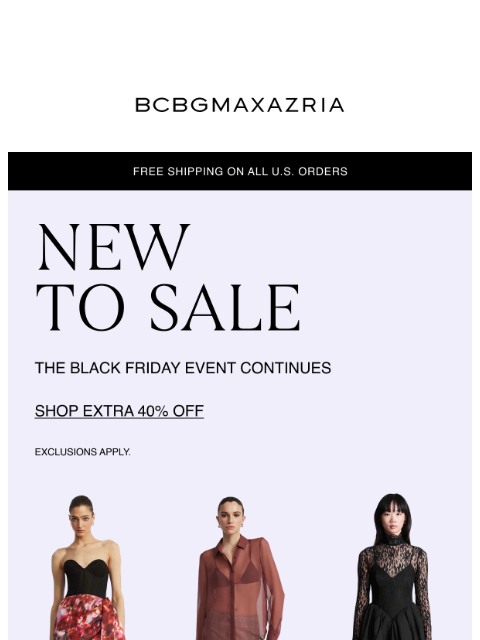 bcbg newsletter: FURTHER MARKDOWNS + NEW STYLES ADDED