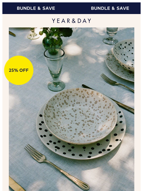 yearandday newsletter: Bundle up—25% off starts now