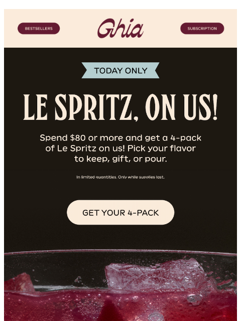 drinkghia newsletter: 4-Pack, On Us!