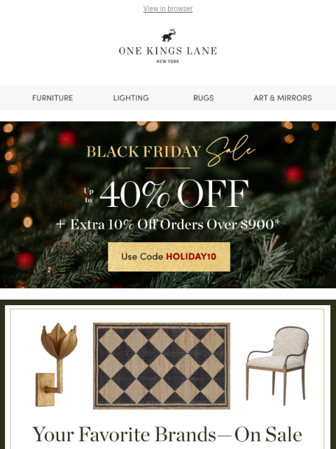 onekingslane newsletter: Ralph Lauren, Stoffer Home & More 🔥  Up to 40% Of...
