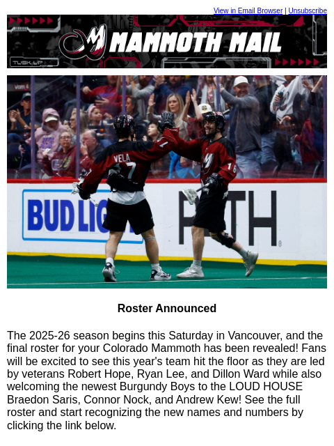 thecoloradomammoth newsletter: Lacrosse Season is BACK!