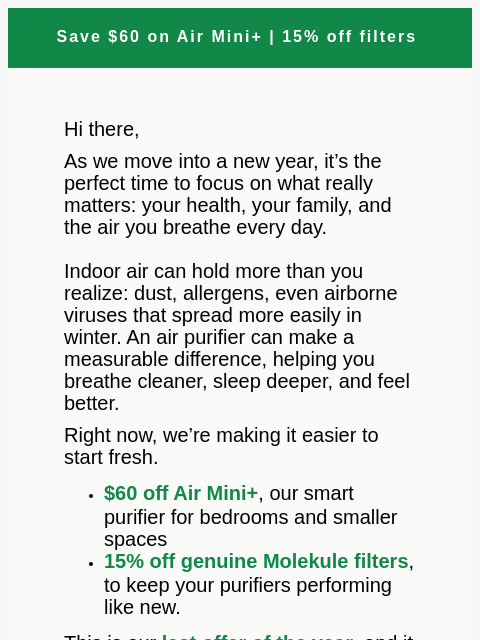 molekule newsletter: Hi there, why you should buy a purifier today