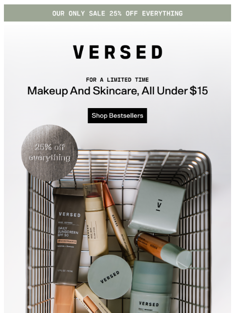versedskin newsletter: Black Friday: 25% Off Everything