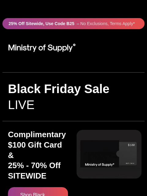 ministryofsupply newsletter: New (Private) Black Friday Offer Launching