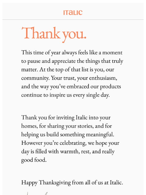 italic newsletter: Thank you.