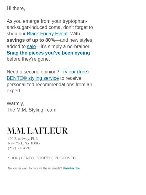 mmlafleur newsletter: IT’S BLACK FRIDAY! Save Up to 80%