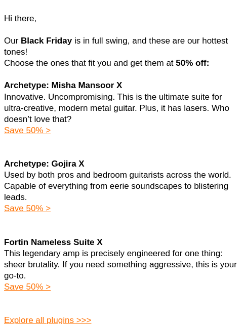 neuraldsp newsletter: Your Favorite Plugins, 50% Off! 🎸