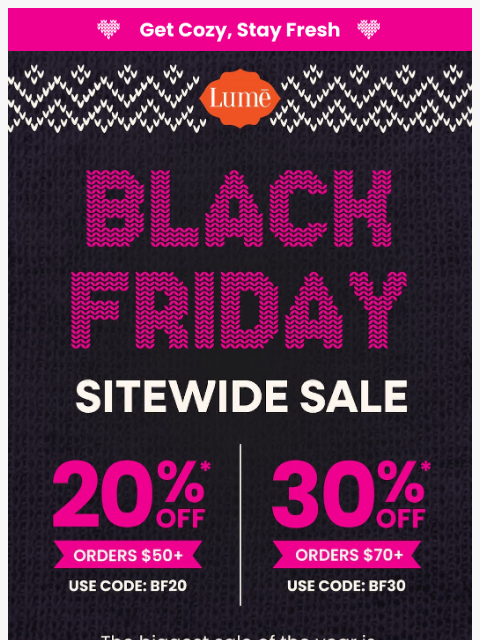 lumedeodorant newsletter: 💥 30% OFF sitewide is HERE! 🖤