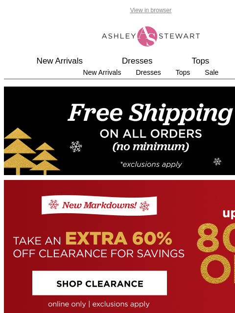 ashleystewart newsletter: ⏳Extra 60% off CLR + $19.99 JACKET cyber deal