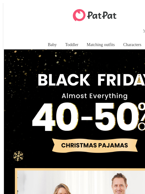 patpat newsletter: 🖤 Black Friday Christmas Pajamas — 40%–50% Off 