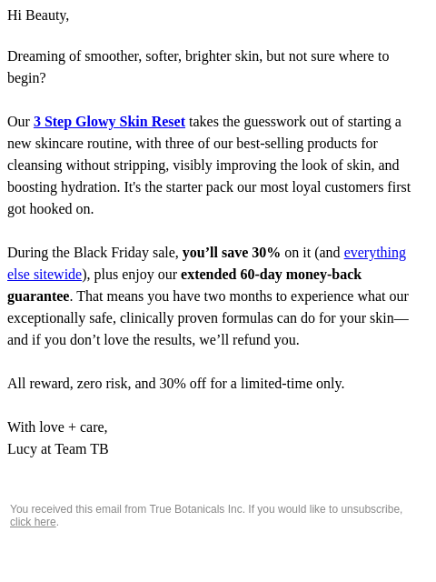 truebotanicals newsletter: Try Us Risk Free This Black Friday