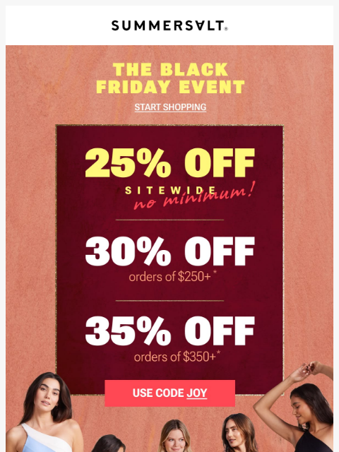 summersalt newsletter: 🔴 Black Friday is 25% Off ALL Orders