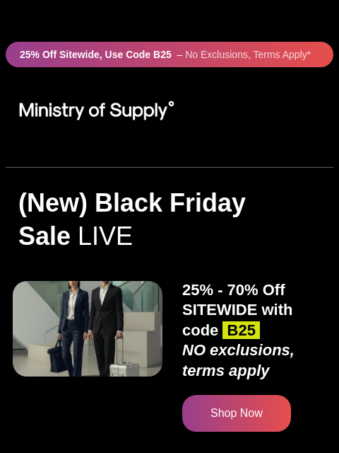 ministryofsupply newsletter: Our Largest Sale of the Year is Live