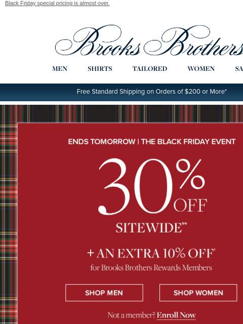 brooksbrothers newsletter: ENDS TOMORROW: $69 quarter-zips, $79 merino sweate...