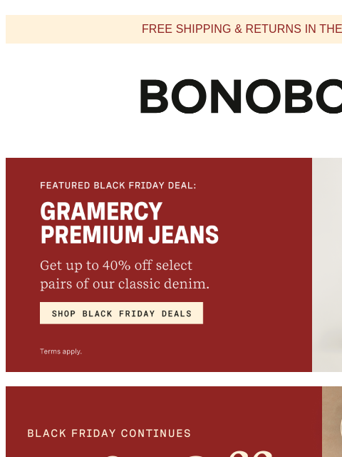 bonobos newsletter: Black Friday Continues…