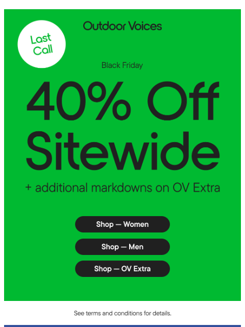 outdoorvoices newsletter: LAST CALL: BLACK FRIDAY