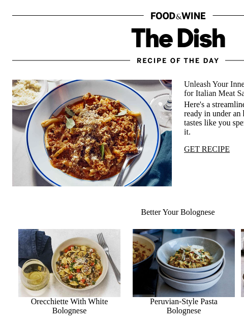 foodandwine newsletter: Shortcut Ragù Bolognese