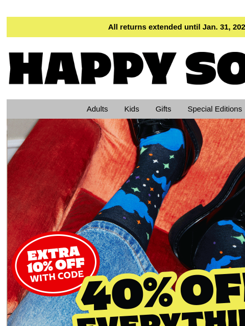 happysocks newsletter: 🚨 Black Friday Alert: Bonus 10% + 40% Off Everyth...